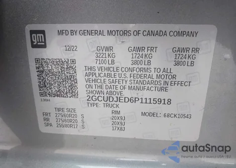 2023 Chevrolet Silverado K1500 High Country из США, поврежденный, VIN 2GCUDJED6P1115918